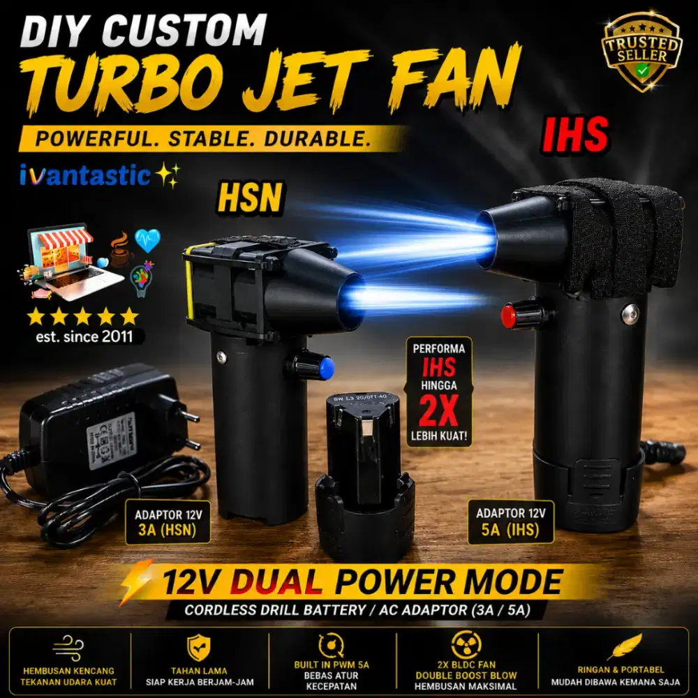 Turbo jet Fan Brushless BLDC 12V Dual Power Batre Bor Cordless DIY