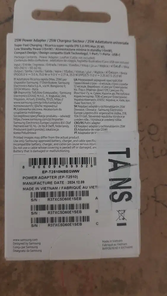 Kepala charger samsung 25w baru