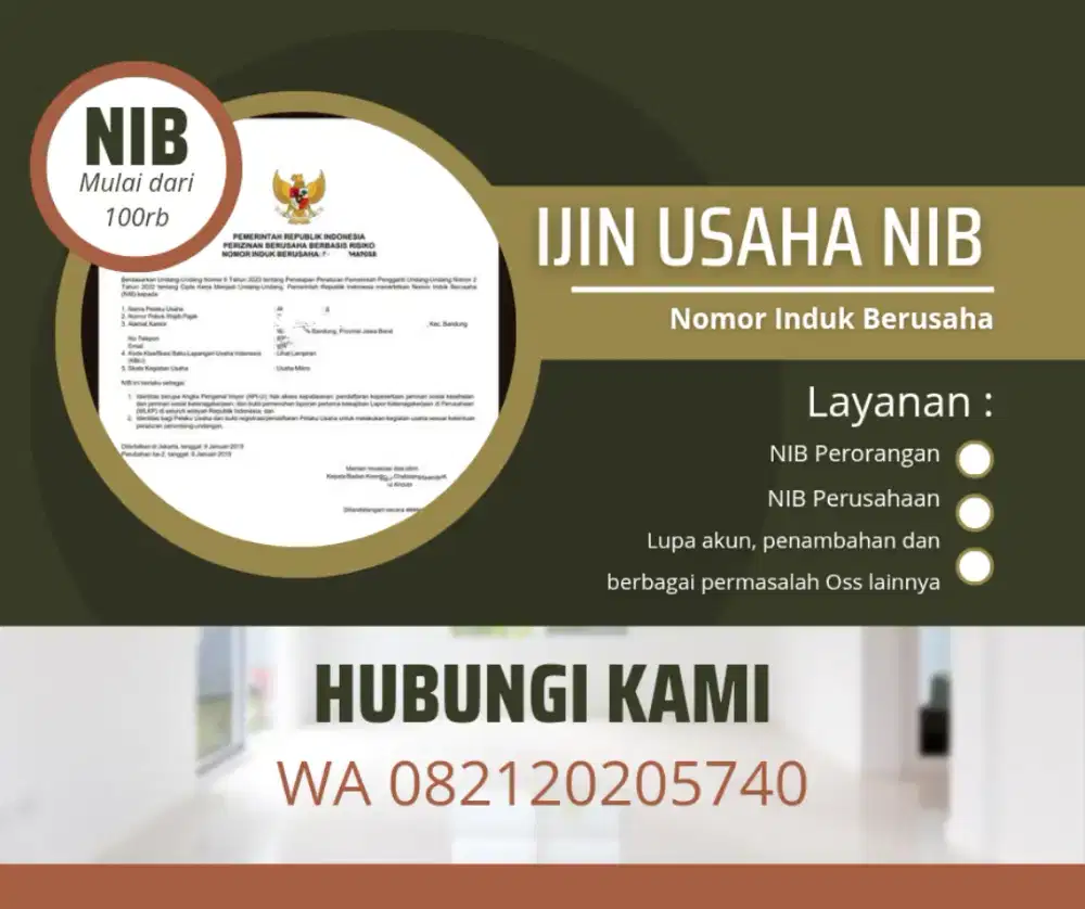 Jasa Pembuatan NIB (nomor induk berusaha) izin usaha.