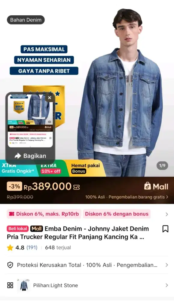 Jeket jeans Emba jeket Denim sz XL