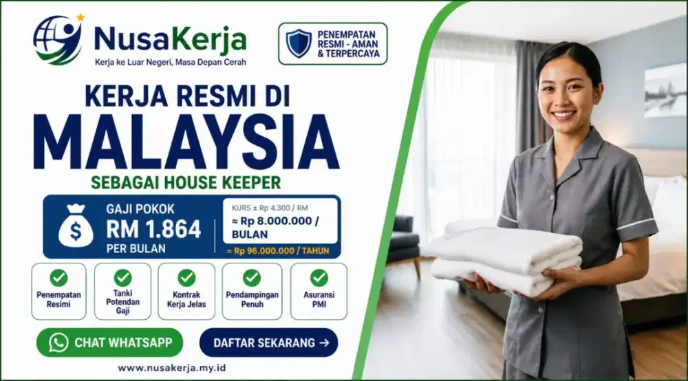 Lowongan Kerja ke Malaysia Gaji Rp 8 jt / Bln