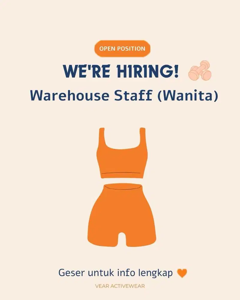 Warehouse Staff Wanita (Pergudangan Pakaian)