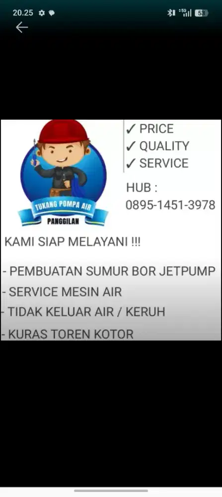 Service mesin air / pengeboran sumur jetpump
