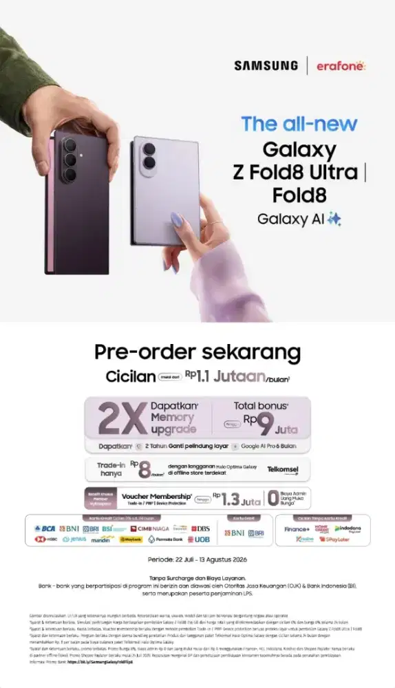 CICILAN FOLD 8 DAN FLIP 8 0% TANPA BUNGA TANPA DP