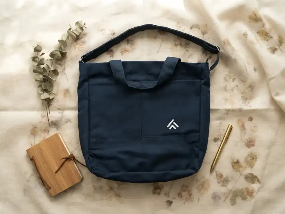 Tote Bag Kanvas Navy / Tas Selempang Multifungsi