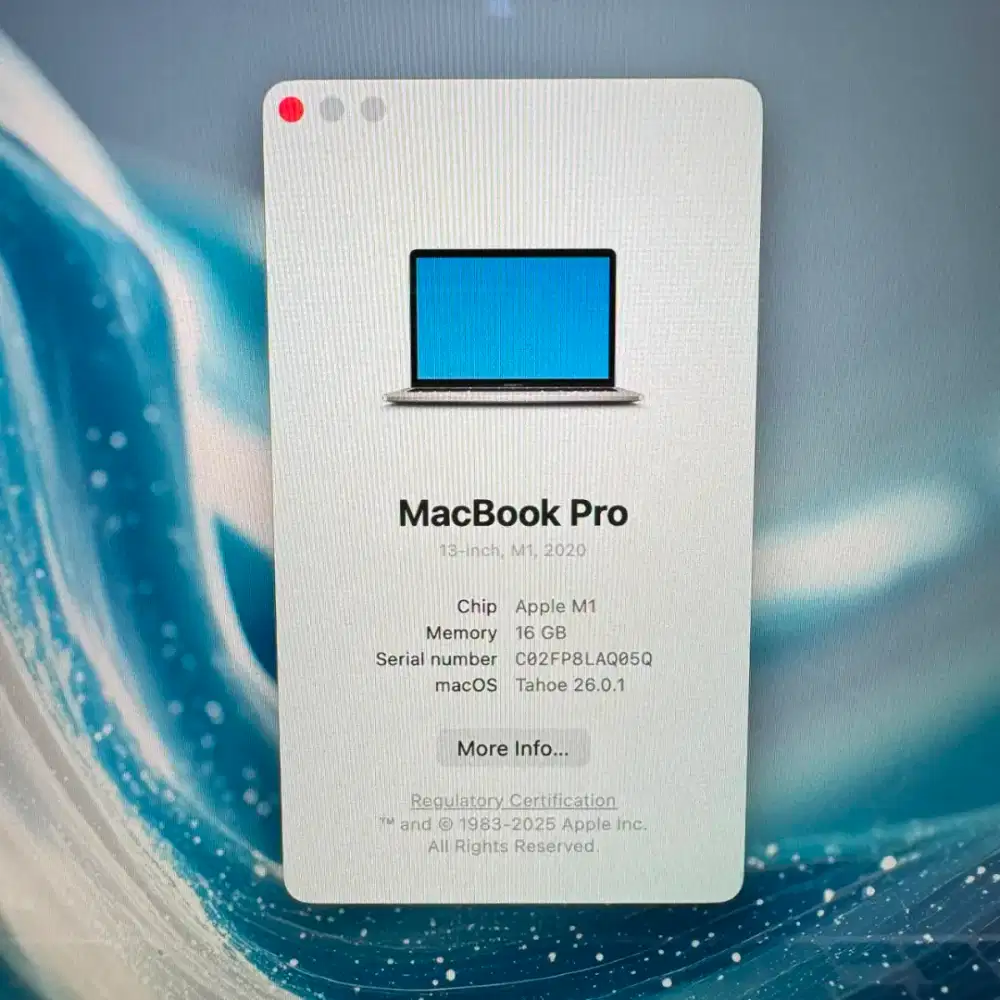 Macbook Pro M1 Layar 13 inch Ram 16 Ssd 256 Layar 13 inch Silver