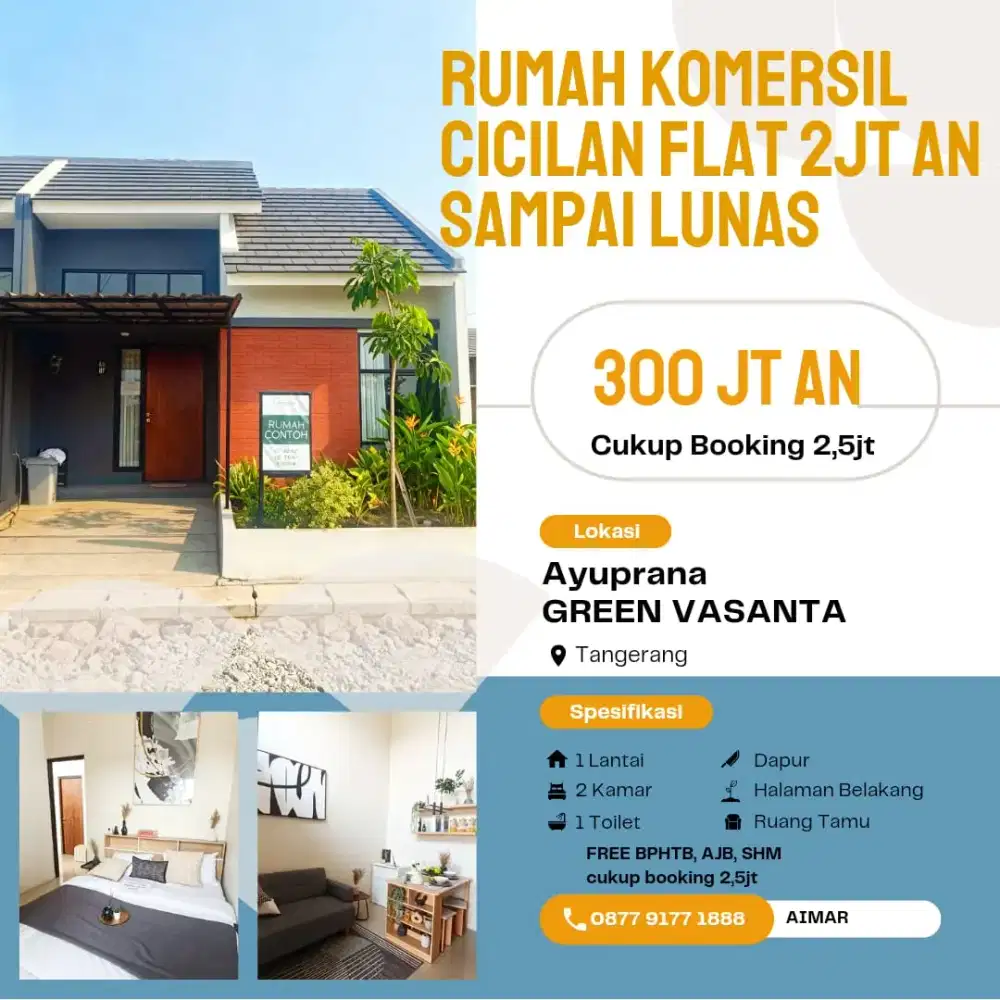 DIJUAL RUMAH MURAH KOMERSIL CICILAN FLAT 2JT AN SAMPAI LUNAS