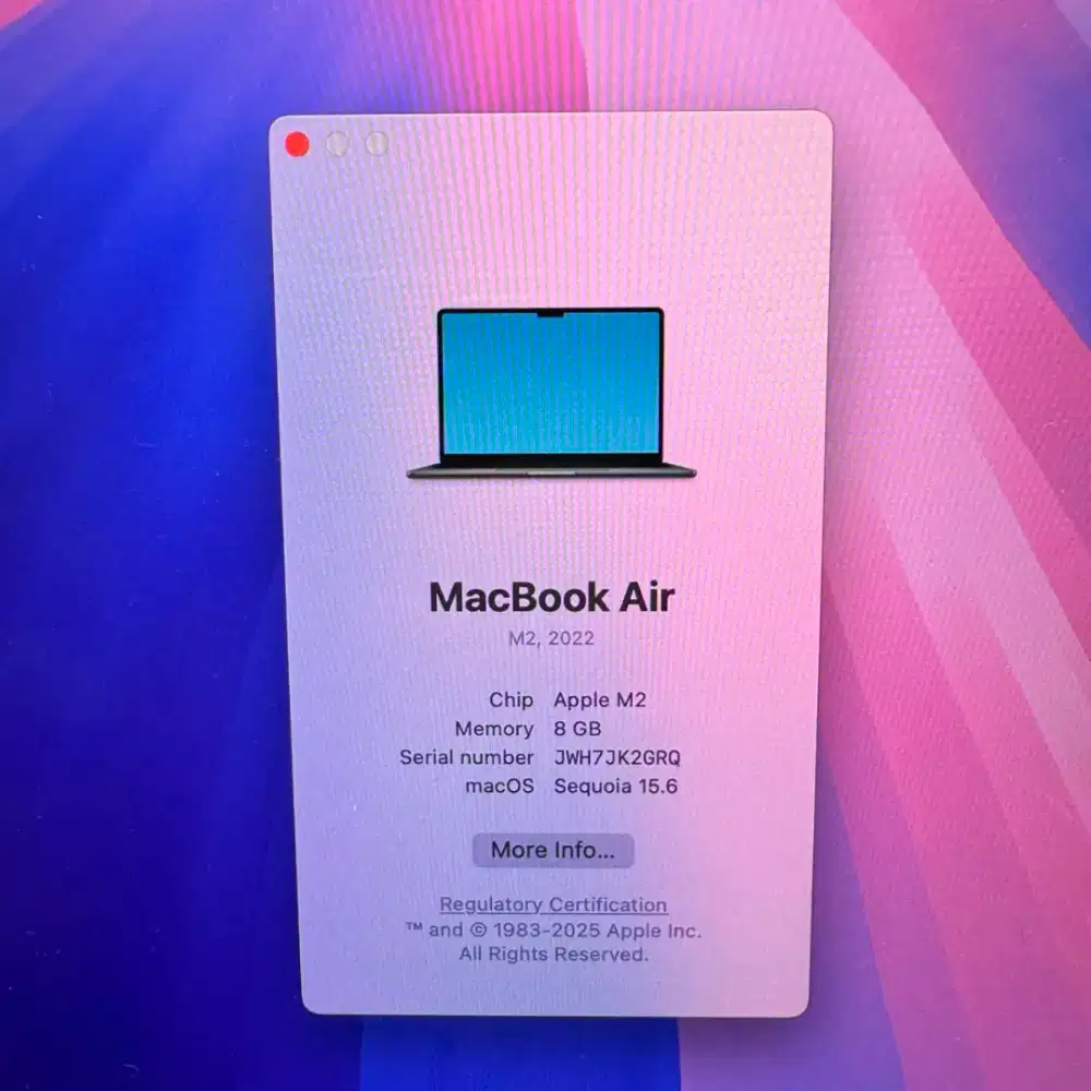Macbook Air M2 Ram 8 Ssd 256 Layar 13 inch Full set Midnight Blue