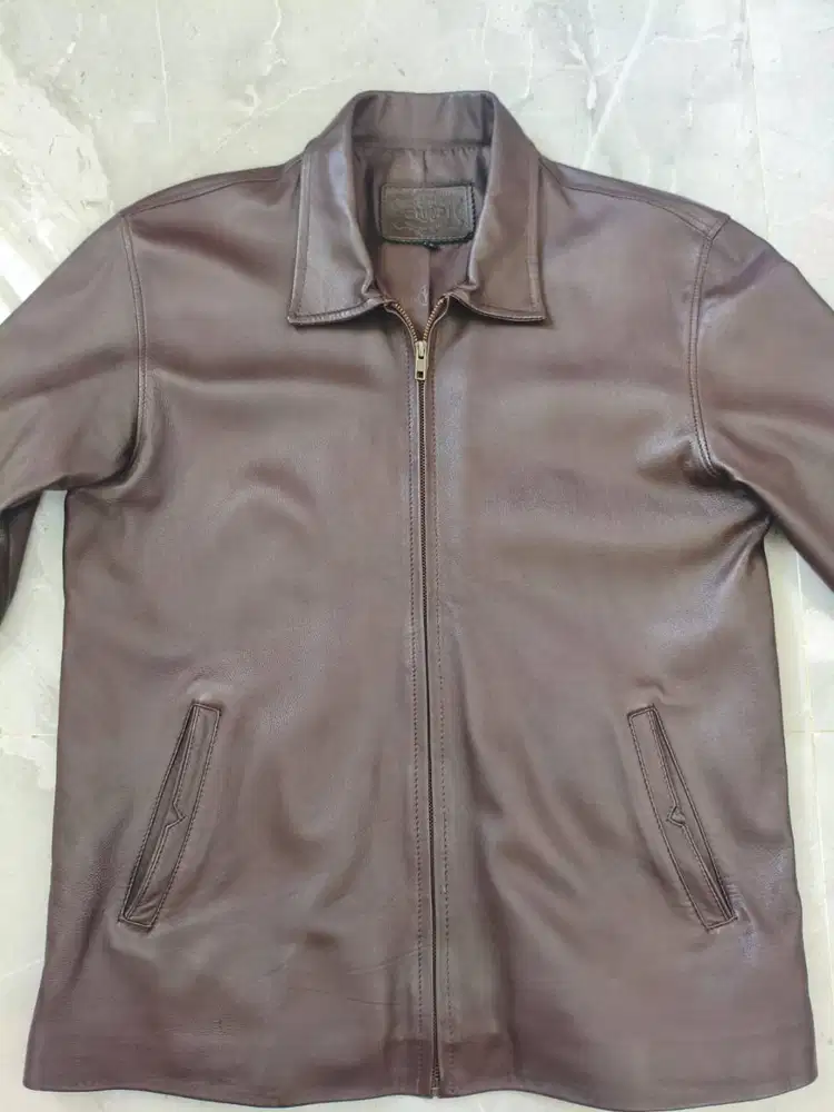 Jaket Kulit Asli Garut Coklat Tua Kopi Brown Model Casual Formal Mulus