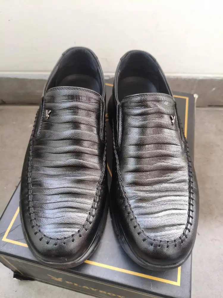 Sepatu Pantofel Kulit Asli Playboy Original Casual Kasual Formal Hitam