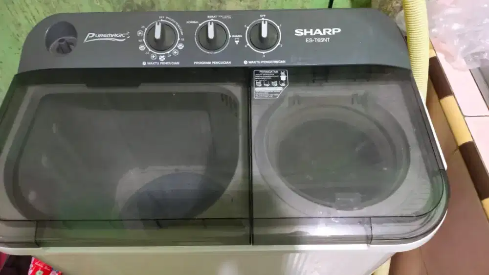 Mesin Cuci 2 Tabung Sharp Puremagic kapasitas 6.5 Kg tipe ES-T65NT