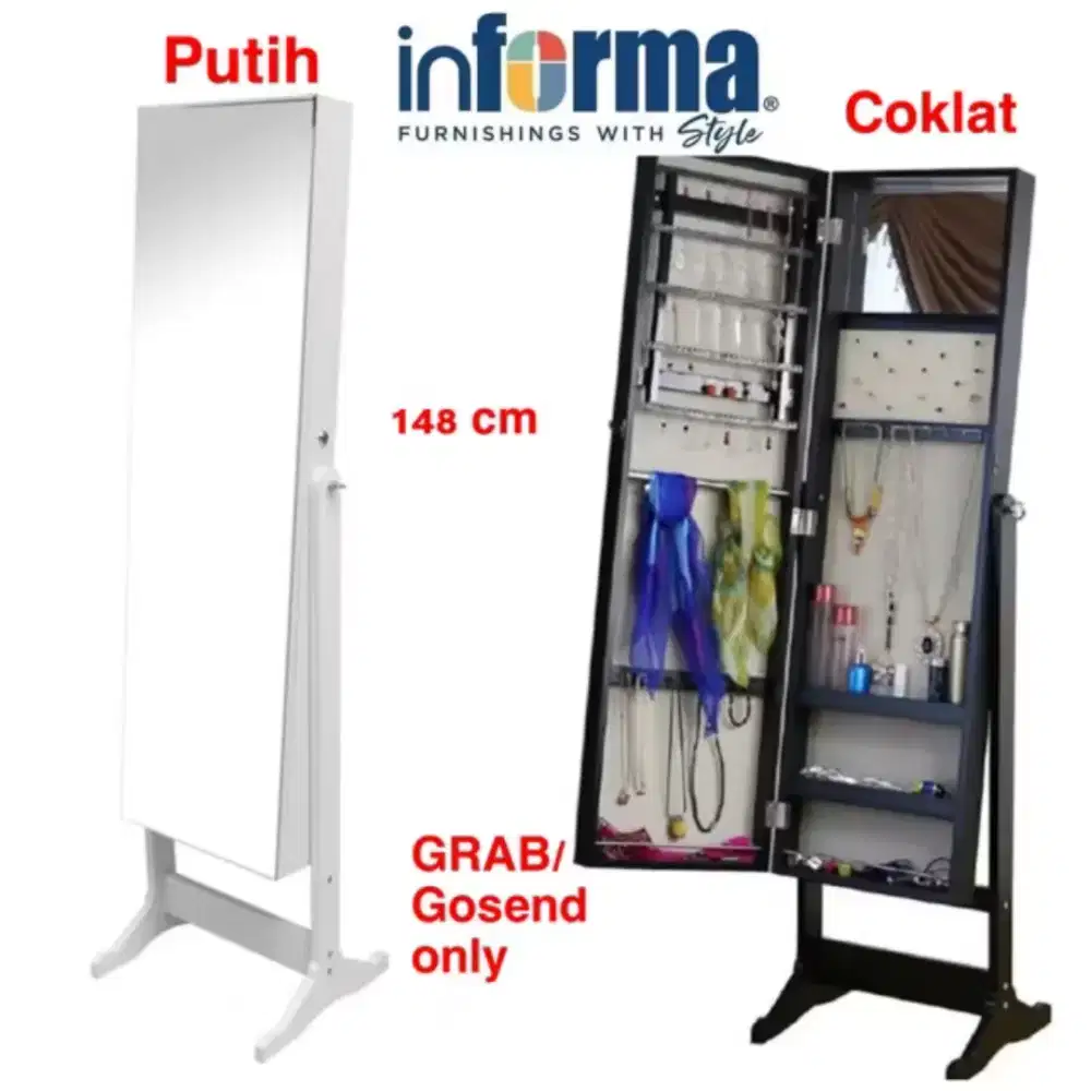INFORMA Cermin Lantai dengan Kabinet Lemari Penyimpanan Rak Perhiasan