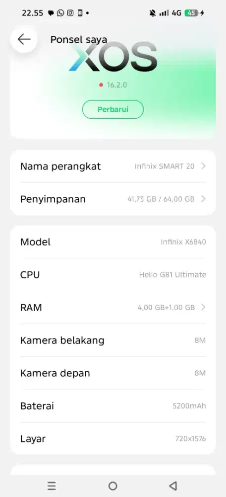 Hp Infinix smart 20 ram 4/64 fullset