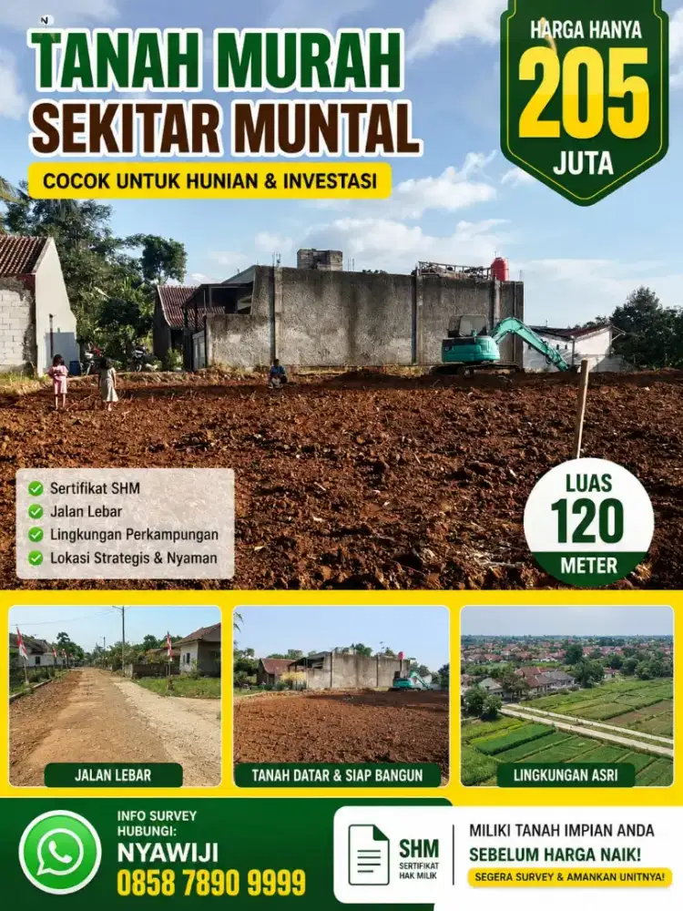 TANAH KAVLING TERMURAH SIAP BANGUN SHM DEKAT MUNTAL