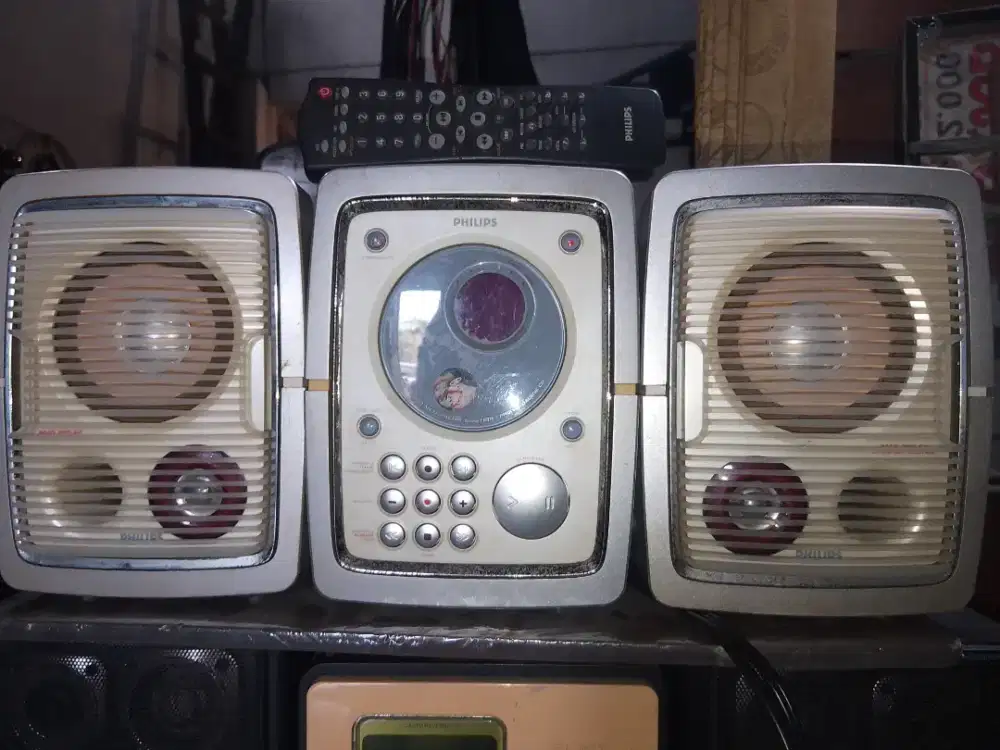 Full set Hi-fi Philips, remote, radio & Aux ok, full y, utuh