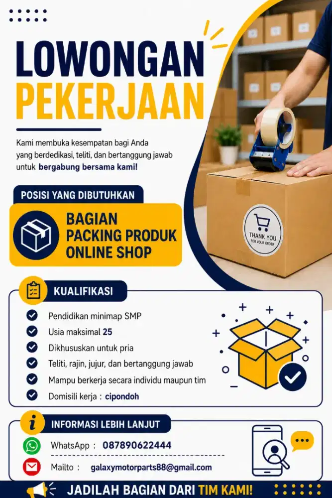 Lowongan Perkerjaan Sebagai Packing Online Shop
