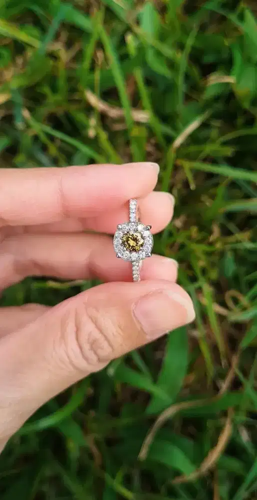 Cincin Berlian Fancy Champagne 0.79 Ct | Free Resize