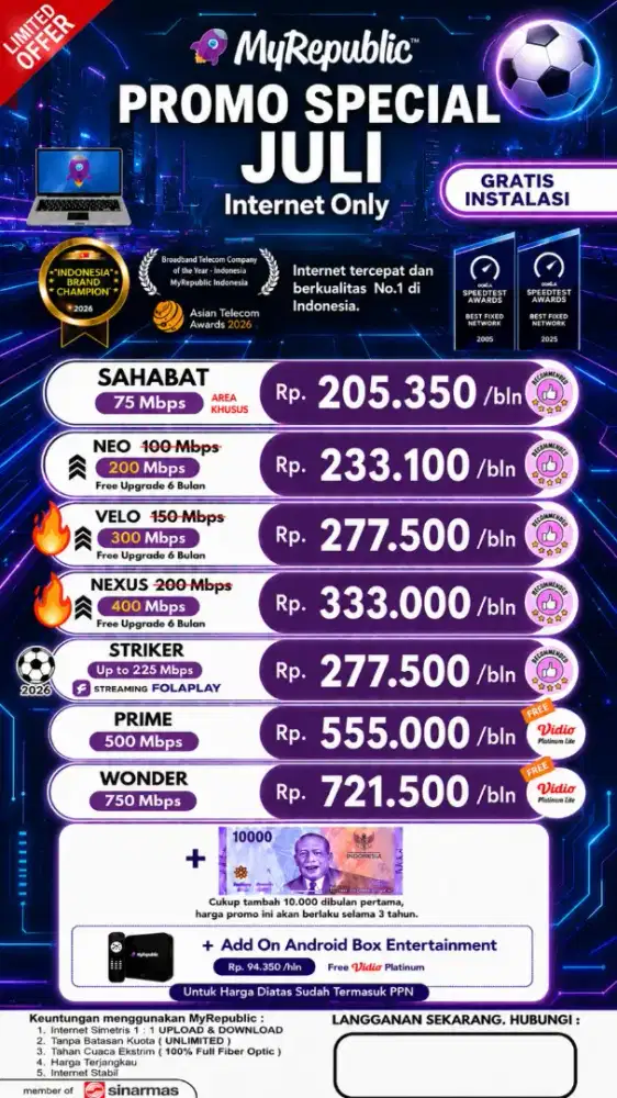 Promo pasang baru wifi my republic