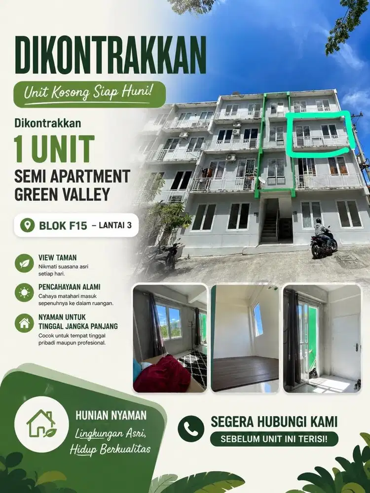 Dikontrakkan per tahun unit semi apartment