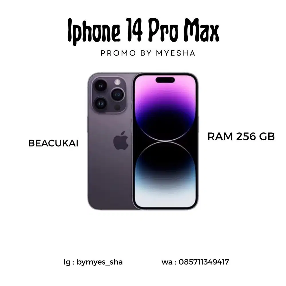 IPHONE 14 PRO MAX 256 PURPLE BEACUKAI ( GARANSI )