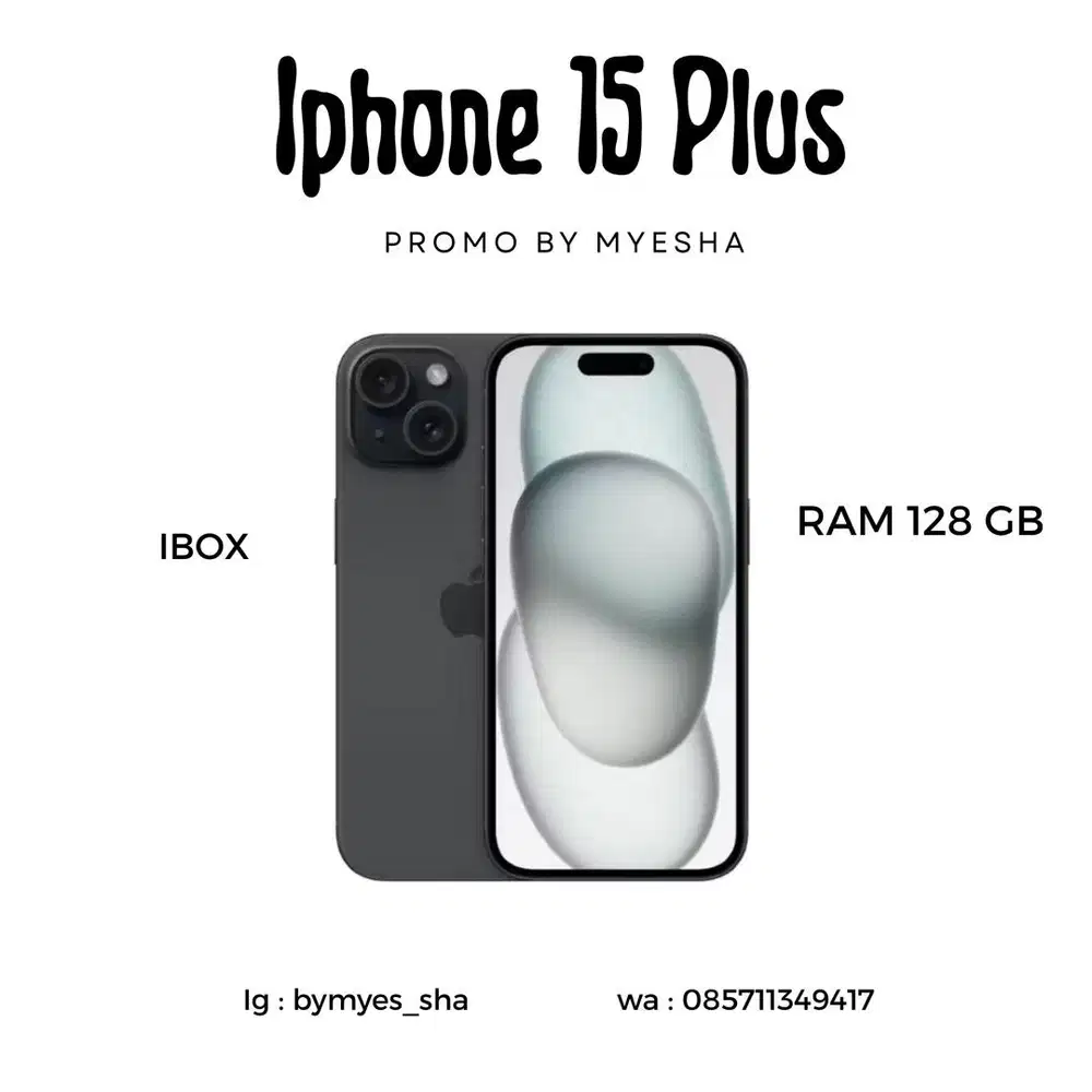 Iphone 15 plus 128gb black ibox ( garansi )