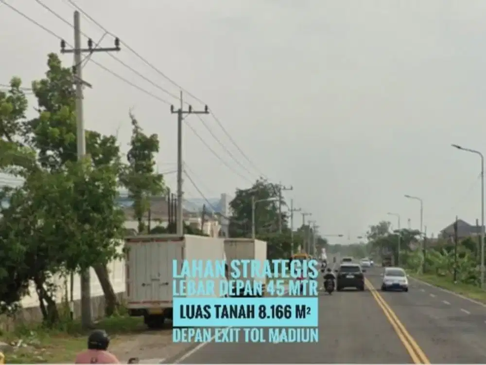 (L) Tanah LD 45 mtr, depan Exit TOL Dumpil MADIUN, Lokasi Bagus