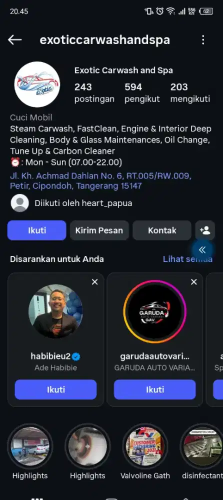 Di butuhkan kasir dan crew steam mobil