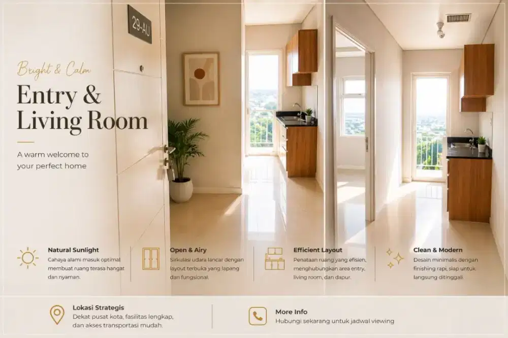 DIJUAL MILIK PRIBADI, APARTEMEN MADISON PARK, TOWER MAGNOLIA TYPE 1 BR