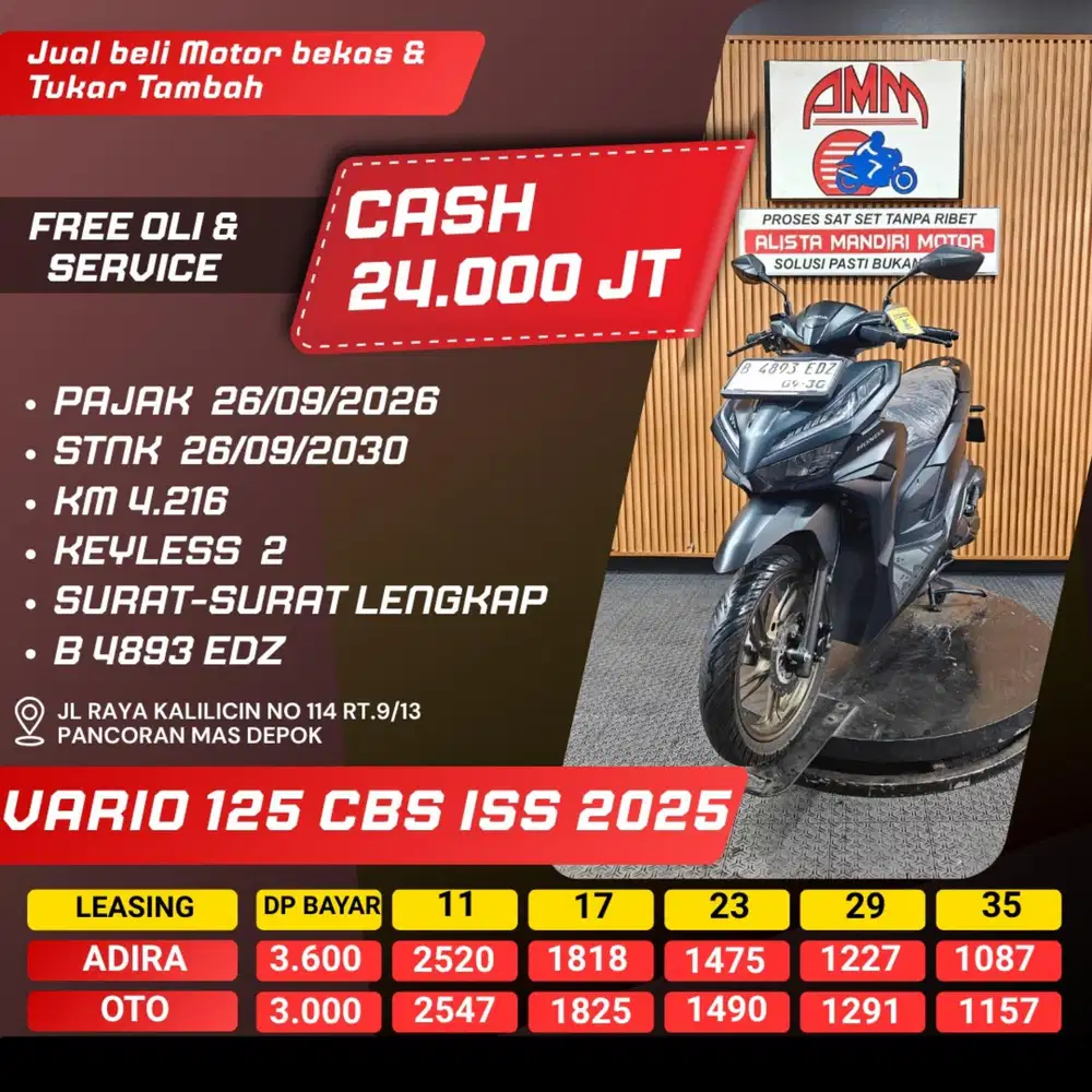 VARIO 125 CBS ISS 2025 PAJAK HIDUP REMOT 2 CASH / KREDIT ALISTA