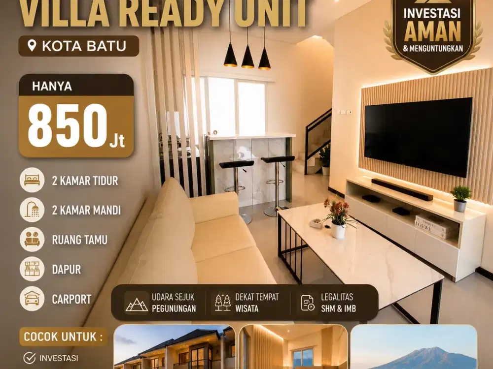 Dijual Villa kota batu ready unit full furnish, dekat jatim park 3