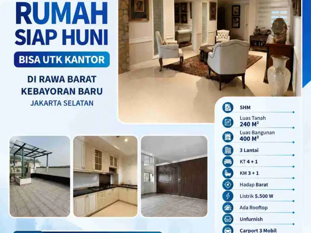 DIJUAL CEPAT RUMAH SIAP HUNI BISA UTK KANTOR DI RAWA BARAT KEBAYORAN BARU JAKARTA SELATAN