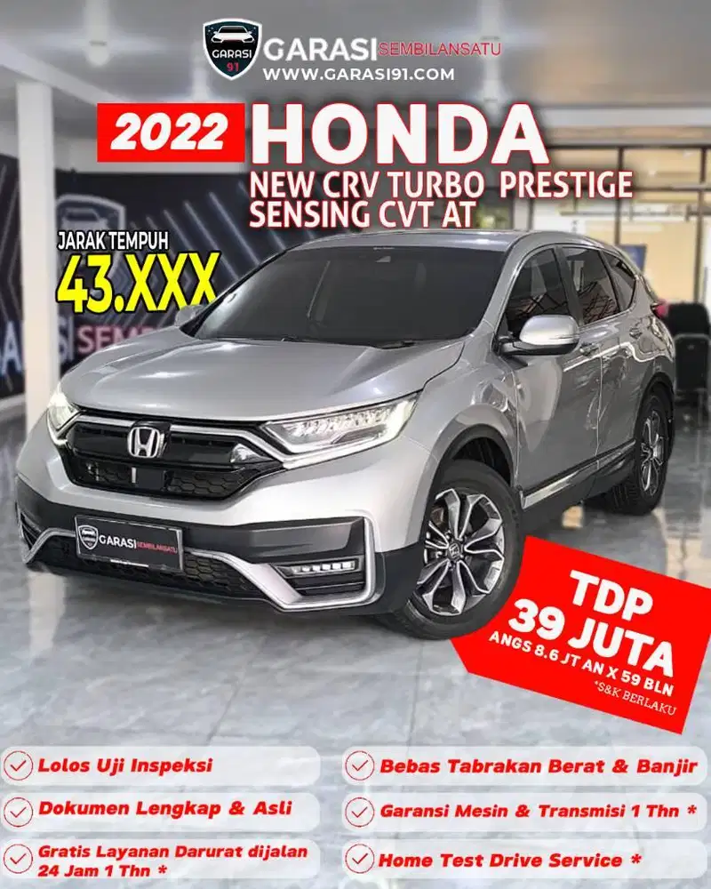 ‼️Free BBN Honda CRV Turbo Prestige Sensing AT 2022 km Low