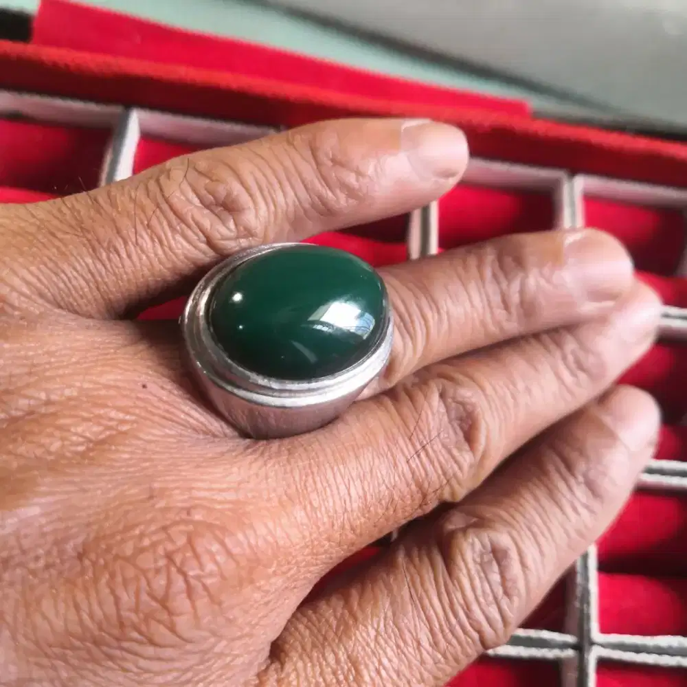 Cincin batu Green topaz Lawasan size jumbo ring 10
