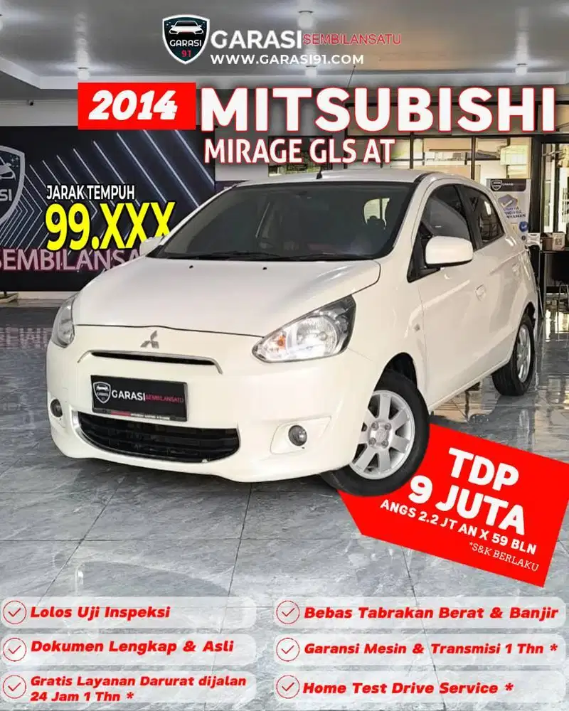 ‼️TDP 8 JT Mitsubishi Mirage GLS AT Tahun 2014