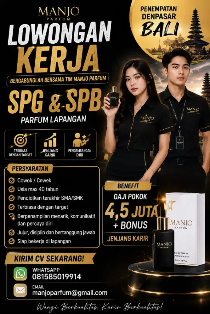 Dicari 30 SPG SPB PARFUM Lapangan area denpasar