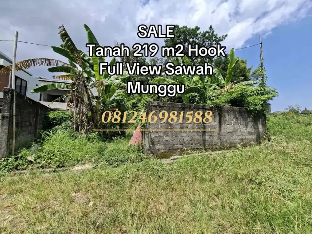 SALE Tanah Hook View Sawah SHM Munggu 219 m²
