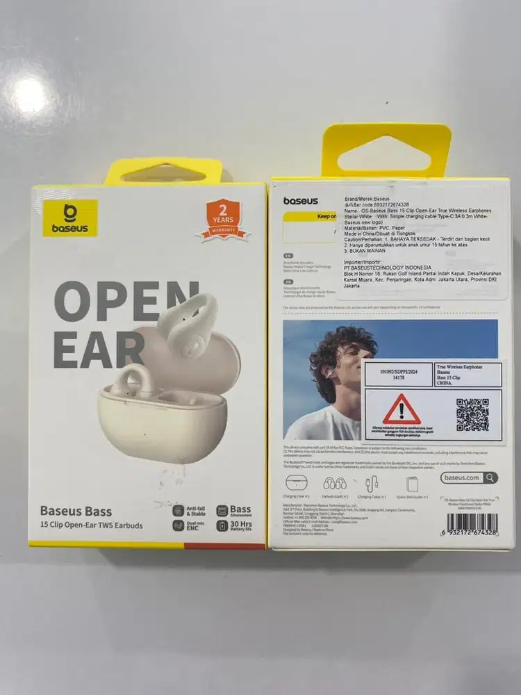 HF TWS Baseus Bass 15 Clip Open Ear White