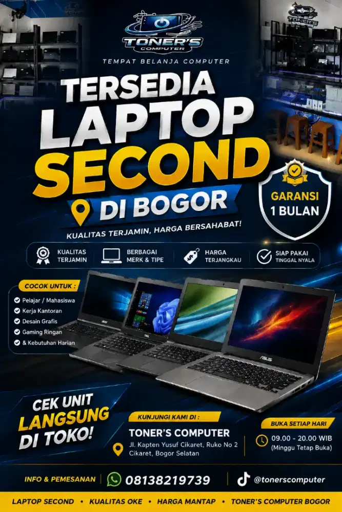 Laptop second murah berkualitas dan bergaransi