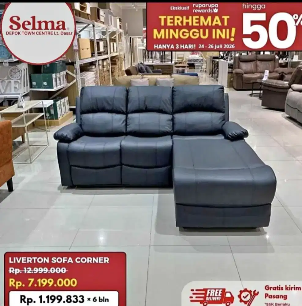 TERLARIS SOFA L LIVERTOON BLACK MURAH MINIMALIS