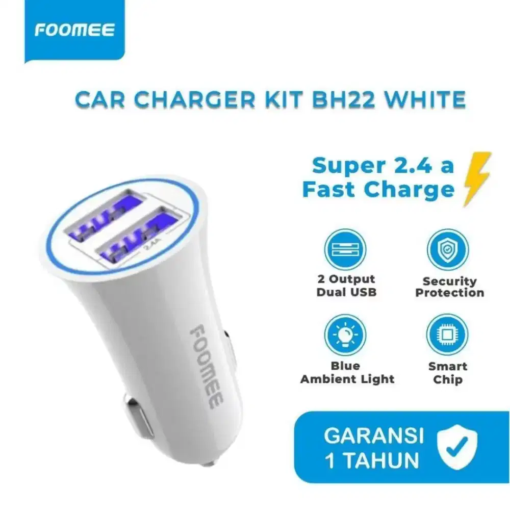 Charger Mobil Foomee BH22 2 Output Dual USB 2,4A Fast Charging