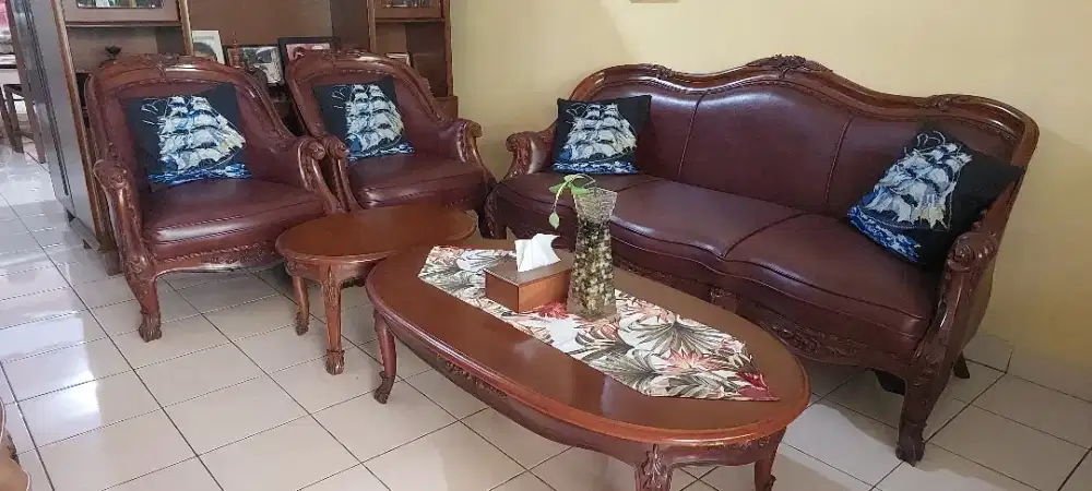 jual set kursi tamu jati ukir minimalis