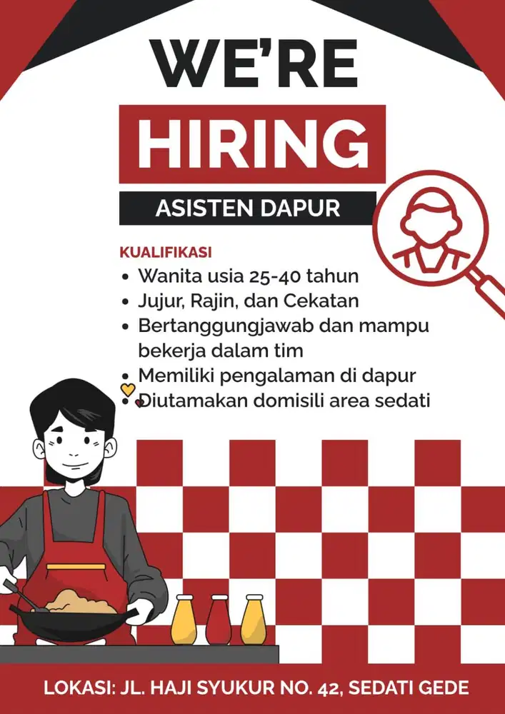 LOWONGAN FREELANCE ASISTEN DAPUR