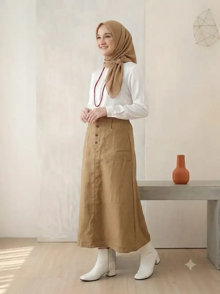 Rok Bahan Linen Look