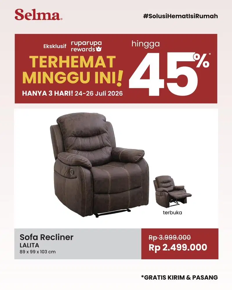 PROMO SPESIAL SOFA RECLINER 1 SEATER