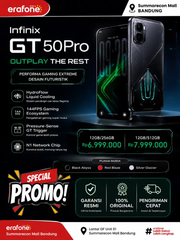 Infinix GT 50 Pro Resmi Hadir di Erafone Summarecon Mall Bandung
