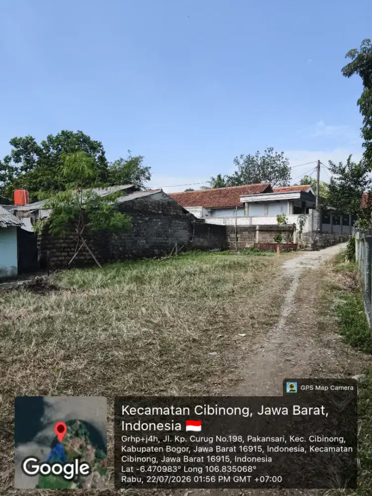 Di jual tanah tepi setu cikaret cibinong luas tanah 579m