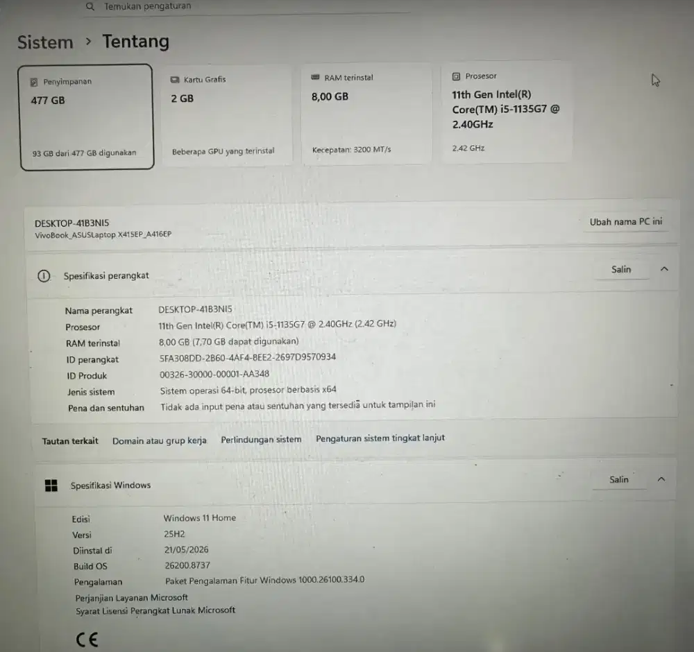 Jual laptop merek asus thn 2022,