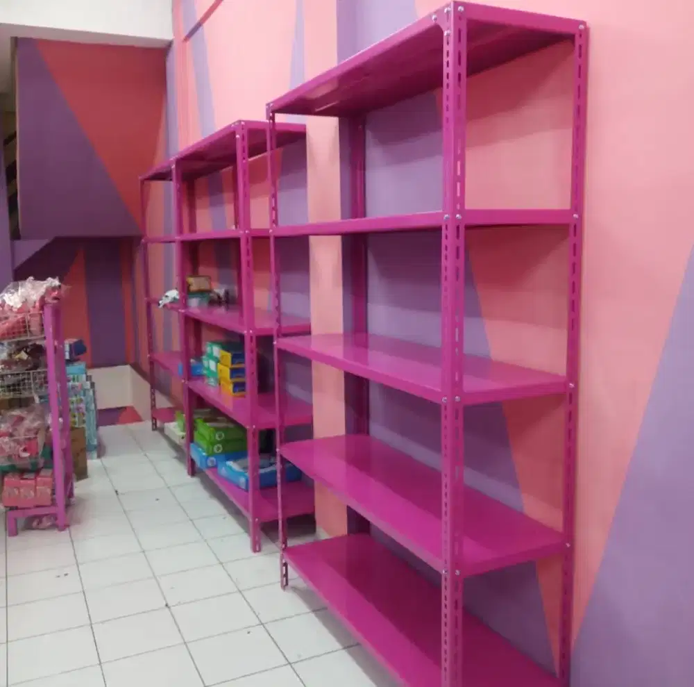 Rak Susun Besi Pink Ambalan 6 Susun 100x40x200