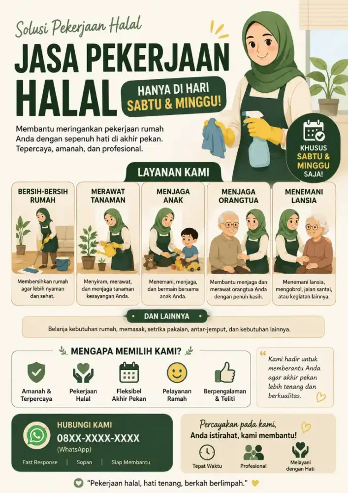 Jasa pekerjaan halal sabtu minggu