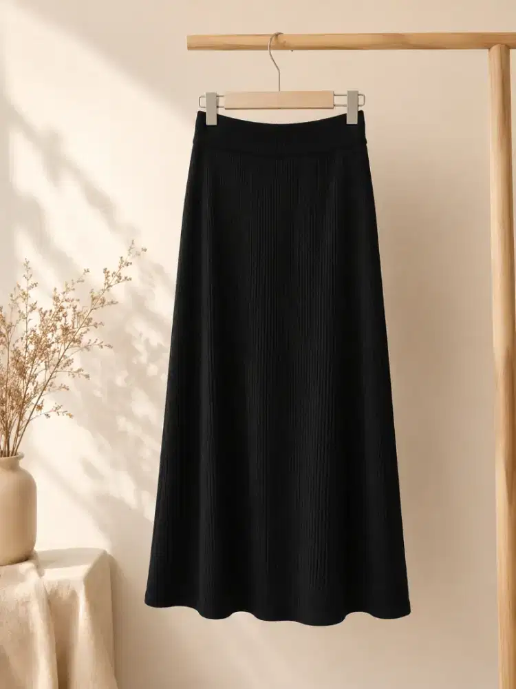 Rok Payung Knit Hitam